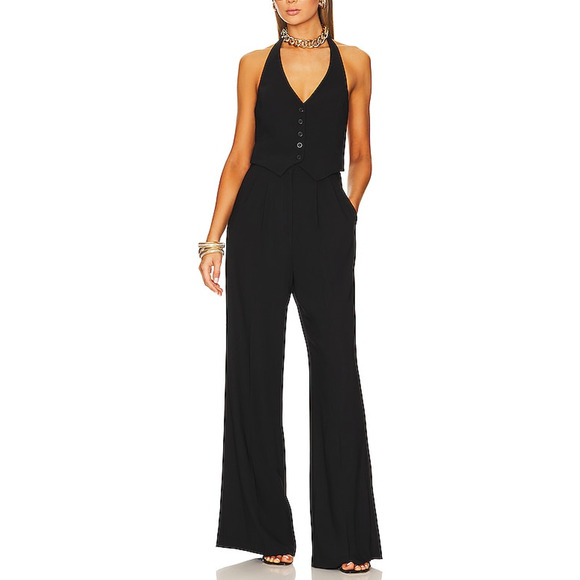 Amanda Uprichard Pants - Amanda Uprichard 'Isadore' Black Polyester Jumpsuit Size XS